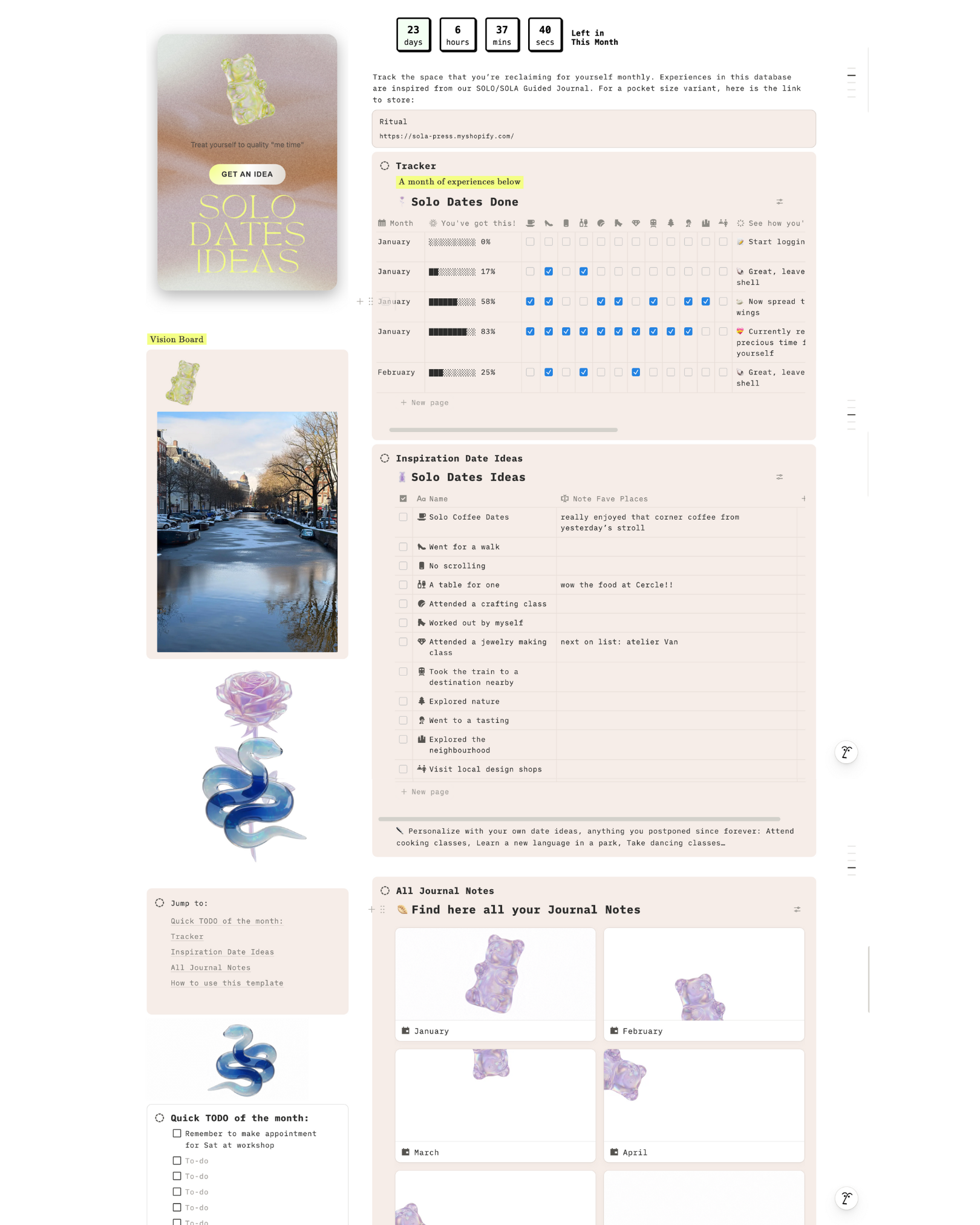 User interface of a journaling app with scenic images and text input fields.